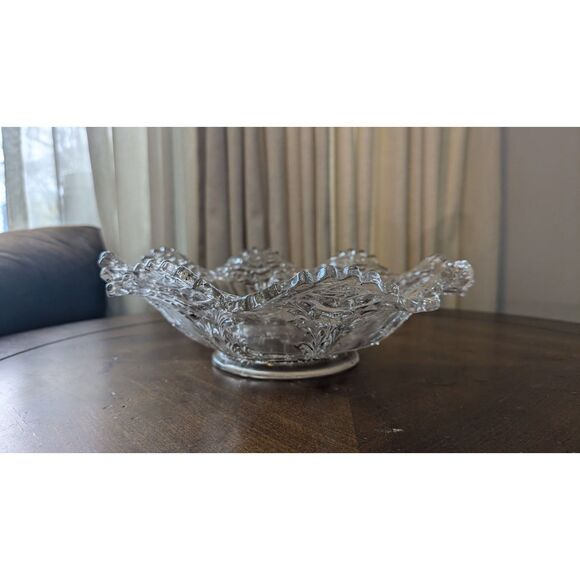 EAPG LABELLE ROSE CUT GLASS BOWL 1905 9.5" GOLD EMBELLISHMENTS VINTAGE ANTIQUE - Picture 2 of 6